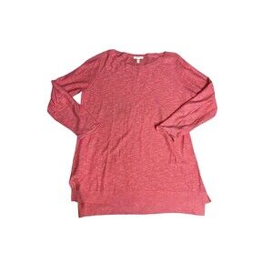 Eileen Fisher Long Sleeve Light Weight  Coral Orange Sweater Top Size Large
